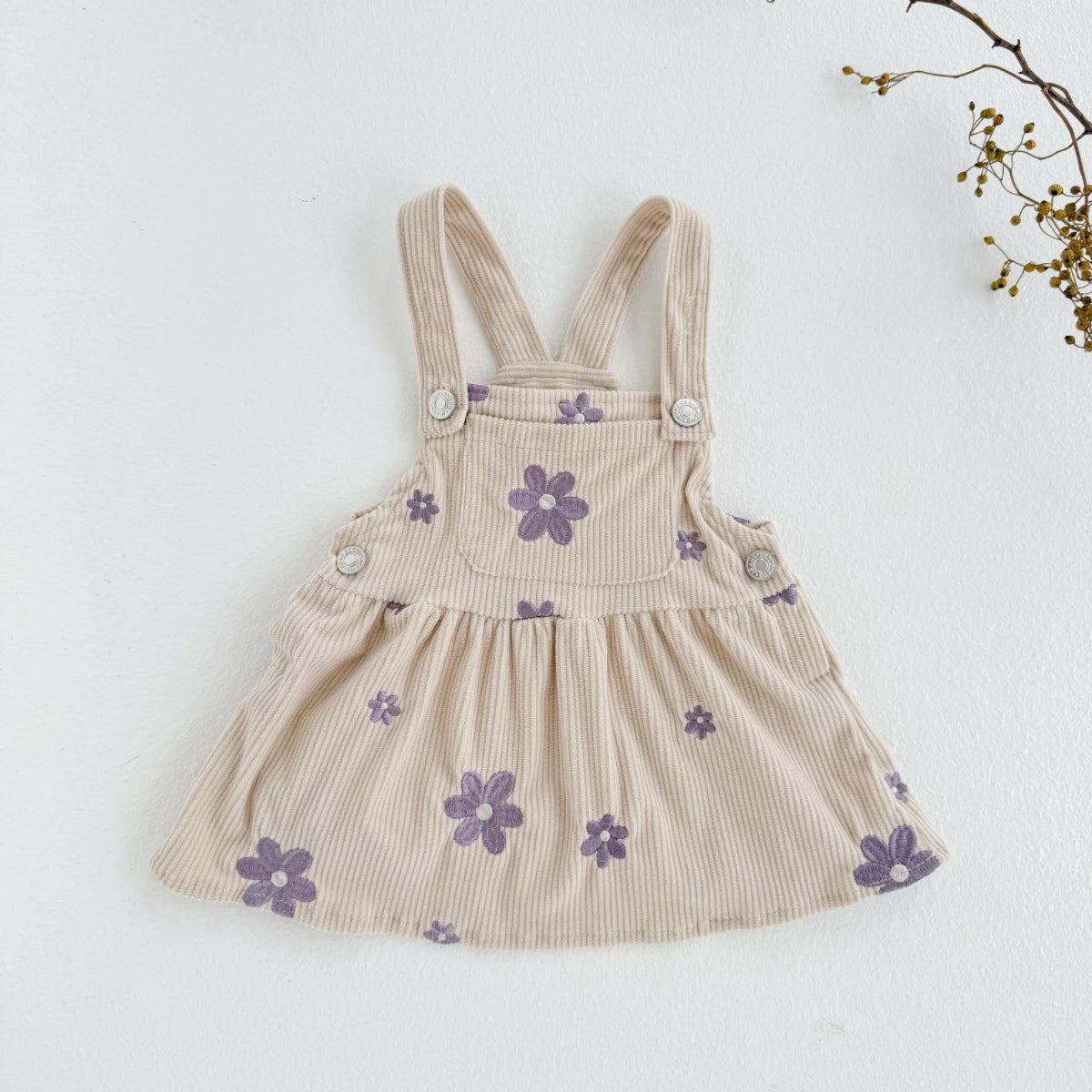 Vêtements printemps-automne pour bébé fille, robe à bretelles pour enfants, broderie florale, jolie feuille de lotus, vêtements pour nouveau-né