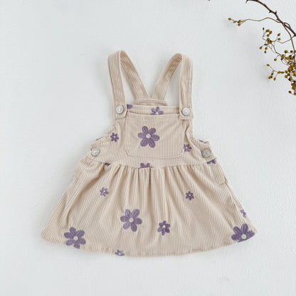 Vêtements printemps-automne pour bébé fille, robe à bretelles pour enfants, broderie florale, jolie feuille de lotus, vêtements pour nouveau-né