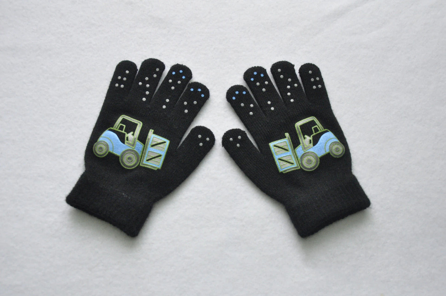 5-11Y Children Cartoon Vehicle Plush Warm Gloves For Boys Girls Student Winter Knitted Mittens Outdoor Cycling Skiing Gloves New