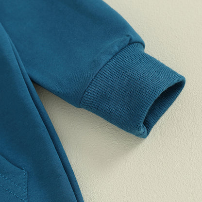 Combinaison Pudcoco pour nouveau-né, manches longues, capuche, fermeture éclair, couleur unie, pour garçons et filles de 0 à 12 mois