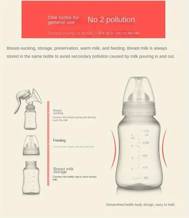 Tire-lait manuel original en silicone PP sans BPA avec biberon et tétine pour femme