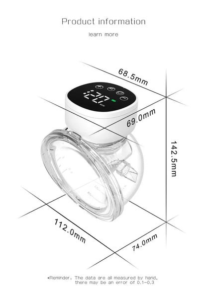 Tire-lait portable, mains libres, électrique, simple, portable, ventouse, niveaux d'aspiration, confortable, machine à traire, tire-lait automatique