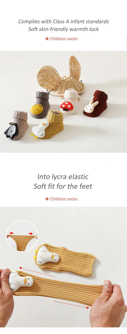 Chaussettes bébé, jolies chaussettes de dessin animé pour enfants, antidérapantes, pour filles et garçons, chaussettes de sol pour tout-petits, printemps-automne, mignonnes, accessoires pour nouveau-nés