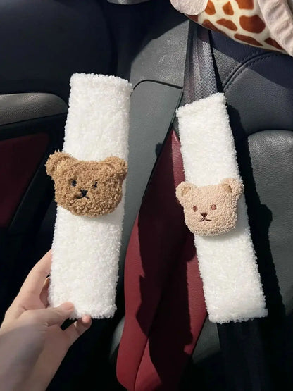 INS Plush Bear Safety Shoulder Cover Kids Car Creative Shoulder Cover Car cartoon interior decorations