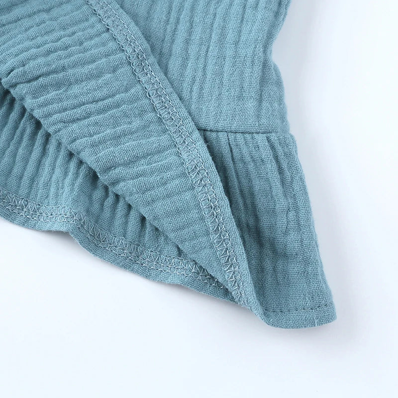 Ensemble de vêtements d'été pour nouveau-né fille, haut sans manches à volants en coton uni, pantalon court, 2 pièces