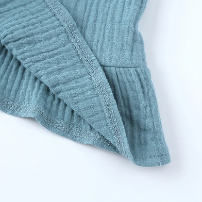 Ensemble de vêtements d'été pour nouveau-né fille, haut sans manches à volants en coton uni, pantalon court, 2 pièces