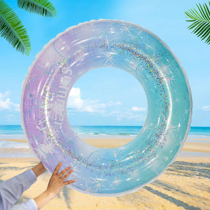 1pc Sequin Starry Sky Swimming Ring Thickened PVC Inflatable Swim Circle For Beach Pool Parties