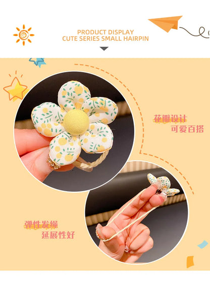 10Pcs/Set New Baby Girl Cute Colors Flower Hair Bands Ponytail Holder Chilren Soft Scrunchies Rubber Kid Hair Accessories