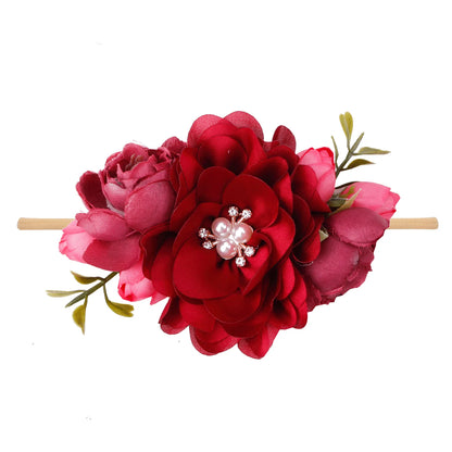 Baby Princess Flower Headband Girl's Floral Head Band Girl Flower Fontanelle Hair Dressing Headbands with big flower for party