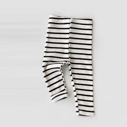 Leggings simples et solides pour bébé, pantalons skinny à rayures pour filles, pantalons slim en coton élastique pour nouveau-né, pantalons extensibles pour garçons