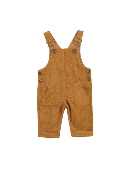 Combinaison pantalon à bretelles unisexe pour bébé de 0 à 24 mois avec boutons, couleur unie, pour tout-petits garçons et filles