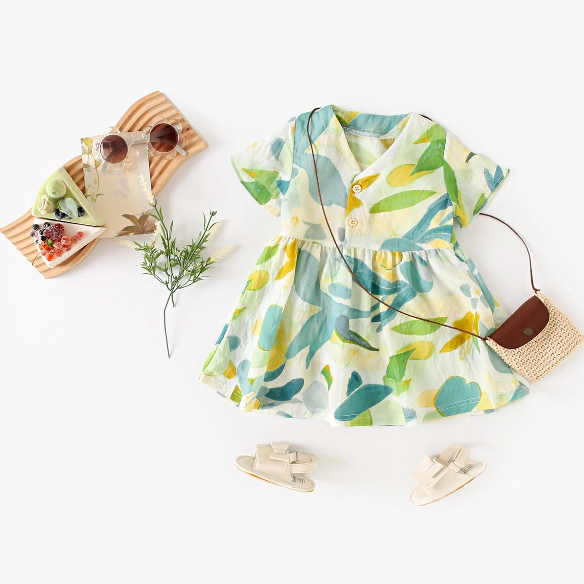 Robe d'été à manches courtes en coton pour petites filles, tenue de vacances, Sanlutoz Notely