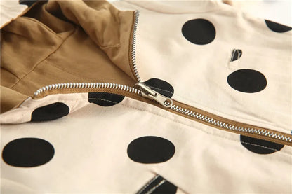 Veste bébé bébé fille coupe-vent printemps et automne nouvelle veste à capuche double face à pois pour enfants veste bébé garçon