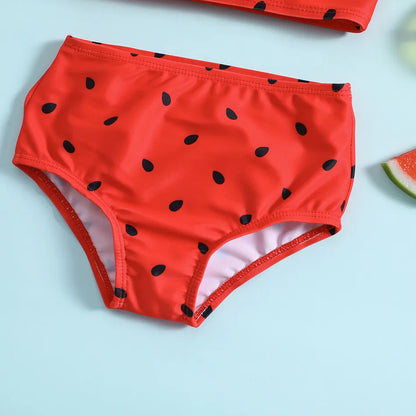 Ensemble bikini de plage pour enfants, joli maillot de bain pastèque et ananas à motif fruité, haut dos nu et bas assortis