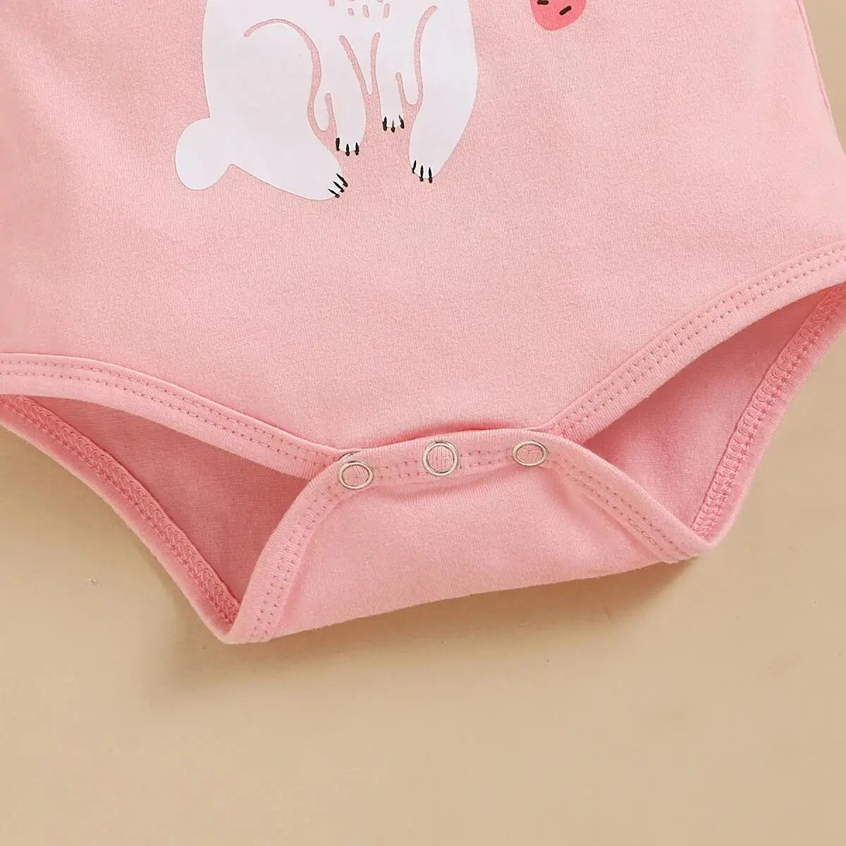 Ensemble 3 pièces pour nouveau-né fille, barboteuse à imprimé lapin + pantalon avec nœud papillon, tenue d'été décontractée