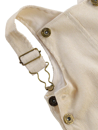 Combinaison pantalon à bretelles unisexe pour bébé de 0 à 24 mois avec boutons, couleur unie, pour tout-petits garçons et filles