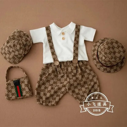 ❤️0-1Month baby boy Luxury overalls for photography props,baby Boutique clothes for newborn shoot