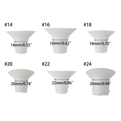 Adaptateur d'inserts en silicone 14 mm, 16 mm, 18 mm, 20 mm, 22 mm, 24 mm, pour tire-lait, taille de calibre pour gobelet de collecte, accessoire pour tire-lait