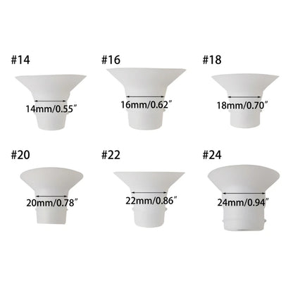 Adaptateur d'inserts en silicone 14 mm, 16 mm, 18 mm, 20 mm, 22 mm, 24 mm, pour tire-lait, taille de calibre pour gobelet de collecte, accessoire pour tire-lait