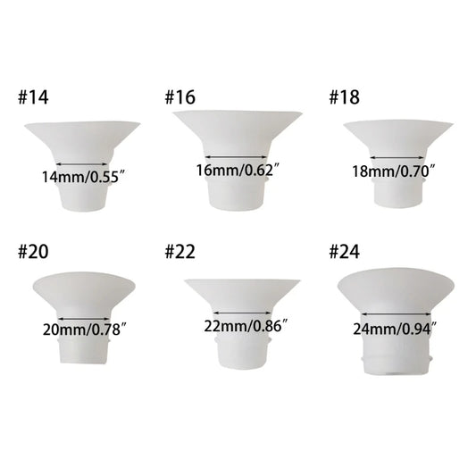 Adaptateur d'inserts en silicone 14 mm, 16 mm, 18 mm, 20 mm, 22 mm, 24 mm, pour tire-lait, taille de calibre pour gobelet de collecte, accessoire pour tire-lait