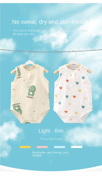 Pyjama d'été pour bébé, combinaison mignonne avec ours et lapin, motif dessin animé, pour garçons et filles, vêtements de nuit fins pour nouveau-nés