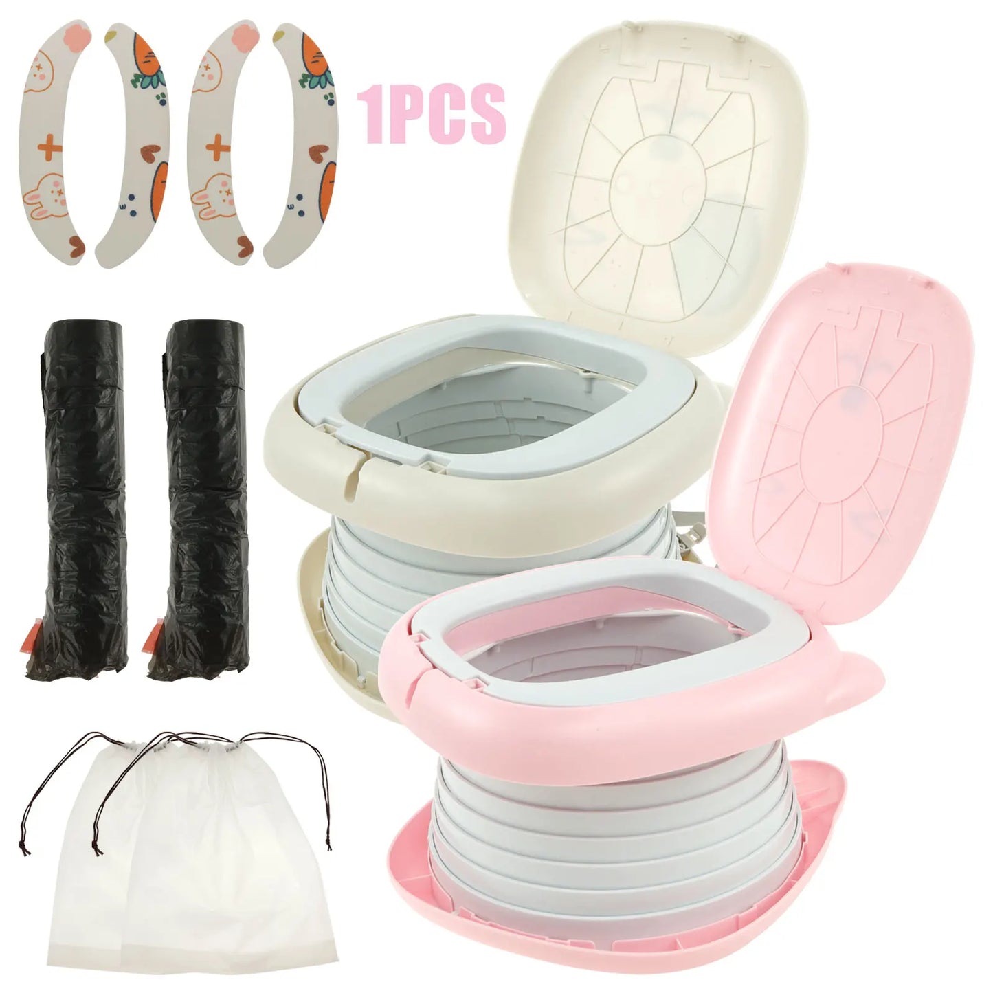 Travel Potty for Kids Toddler ABS Plastic Portable Potty with Stable Anti-slip Bottom Sturdy Curve Design Foldable Potty with