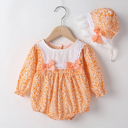 Barboteuse pour bébé fille, barboteuse à volants, col à volants, motif floral, vêtements de princesse pour nouveau-né