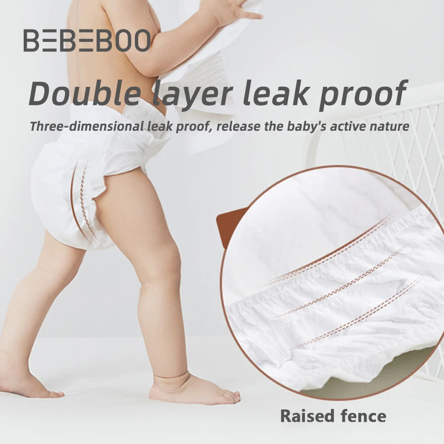 Bebeboo ultra-thin baby diapers use crystal clear water locking molecular structure to achieve instant suction and dryness