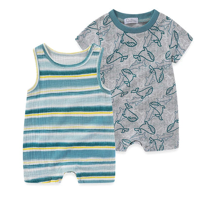 2 pièces été mignon bébé garçon fille combinaisons tissu confortable 0-9 mois nouveau-né barboteuse sans manches vêtements pour bébé