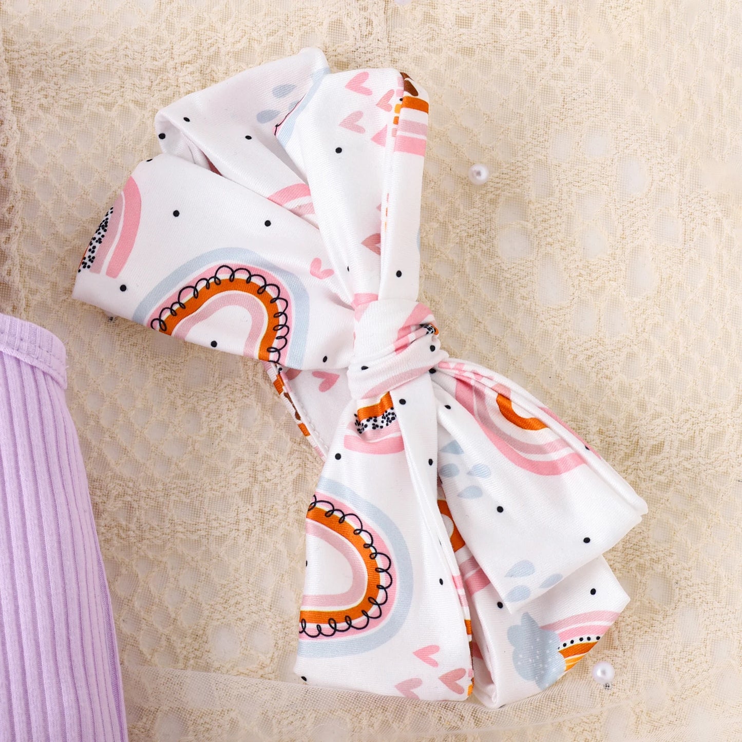 Ensemble 3 pièces d'été pour bébé fille de 0 à 2 ans, robe licou violette douce et confortable, décontractée et légère + short imprimé arc-en-ciel