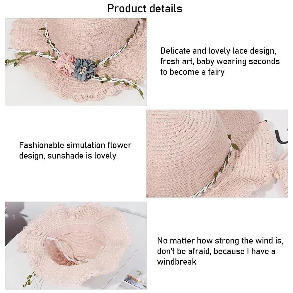 New Summer Kids Flower Caps Bag Girl Sandy Beach Hat Baby Coin Cute Weave Straw Purse Children's Messenger Backpack