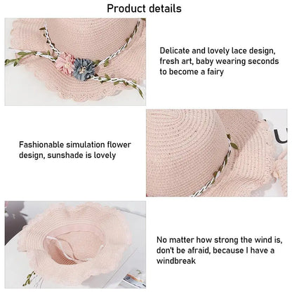 New Summer Kids Flower Caps Bag Girl Sandy Beach Hat Baby Coin Cute Weave Straw Purse Children's Messenger Backpack
