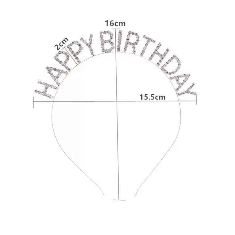 Happy Birthday Crystal Rhinestone Crown Hair Bands for Kids Girl Hoop Headband Wedding Prom Tiaras Hair Jewelry Accessories