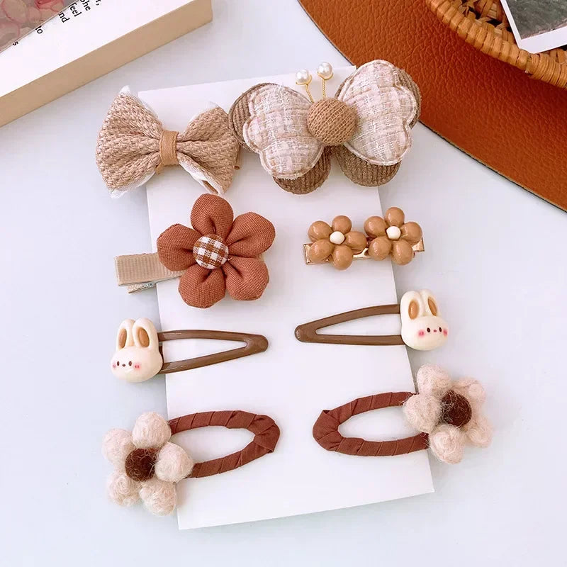 8Pcs/Set Bows Floral Baby Hair Clips Hair Accessories Girls Kids Star Flower Hairpin Headdress Toddler Headwear Birthday Gifts