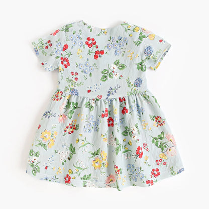 Robe d'été à manches courtes en coton pour petites filles, tenue de vacances, Sanlutoz Notely
