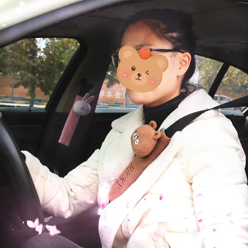 Cartoon Car Seat Belt Cover Universal Auto Seat Belt Shoulder Pad Cushion Protector Safety Protection Warm Flannel Interior Seat