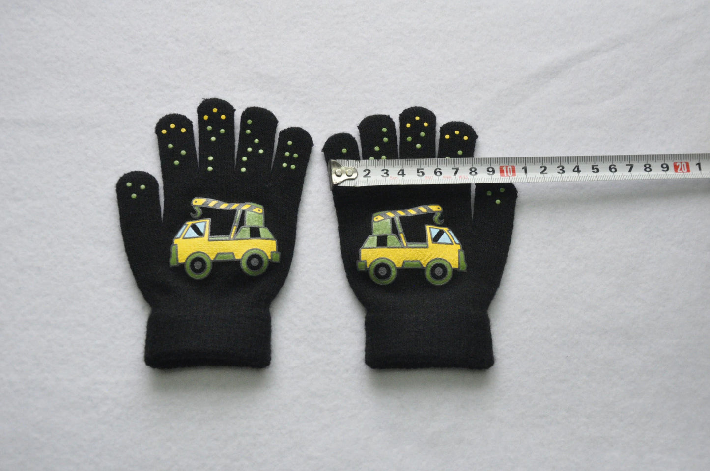 5-11Y Children Cartoon Vehicle Plush Warm Gloves For Boys Girls Student Winter Knitted Mittens Outdoor Cycling Skiing Gloves New