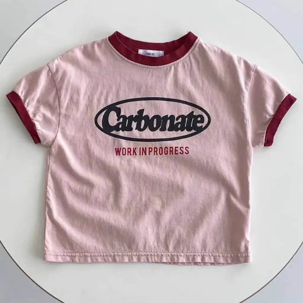 T-shirt à manches courtes pour bébé, imprimé lettres, décontracté, ample, pour enfant, garçon et fille, été, 2024