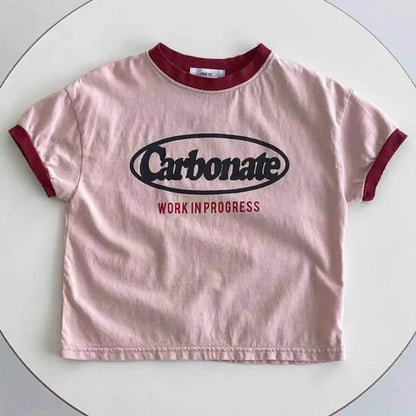 T-shirt à manches courtes pour bébé, imprimé lettres, décontracté, ample, pour enfant, garçon et fille, été, 2024