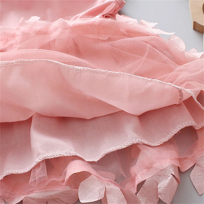 Robe d'été pour fille de 0 à 3 ans, couleur unie, style princesse, en maille, sans manches, longueur genou