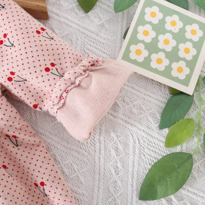 Jupe pour enfants de 0 à 3 ans, nouvelle collection printemps-automne, robe fraîche à motif de cerises, avec nœud décoratif et col haut