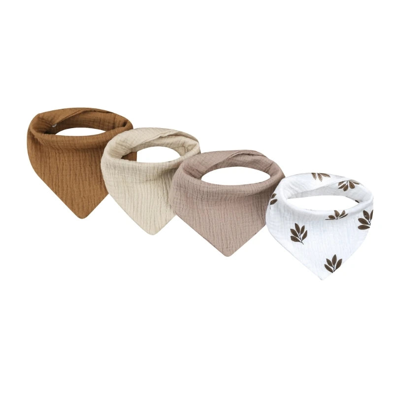 4Pcs/pack Infant Drooling Bib Print Burp Cloths for Baby Cotton Saliva Towel G99C