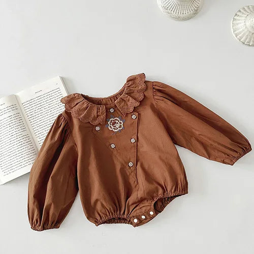 Barboteuse à manches longues pour bébé fille, nouvelle collection automne 2024, en coton imprimé, combinaison pour bébé fille de 0 à 24 mois