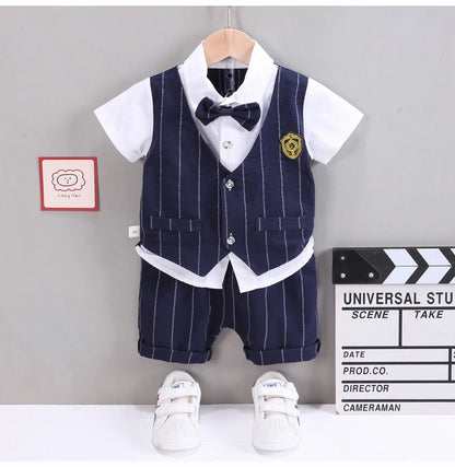 Ensembles de vêtements pour bébés IENENS pour garçons, robe formelle, chemise d'été + short, tenues à manches courtes pour enfants, vêtements de fête d'anniversaire pour tout-petits