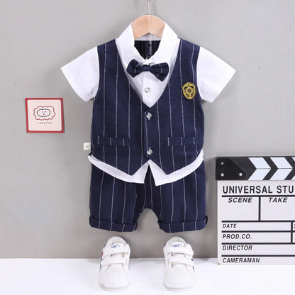 Ensembles de vêtements pour bébés IENENS pour garçons, robe formelle, chemise d'été + short, tenues à manches courtes pour enfants, vêtements de fête d'anniversaire pour tout-petits