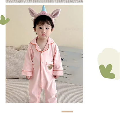 Pyjama en coton doux et respirant pour bébé, vêtements de nuit pour enfants, garçons et filles, printemps-automne