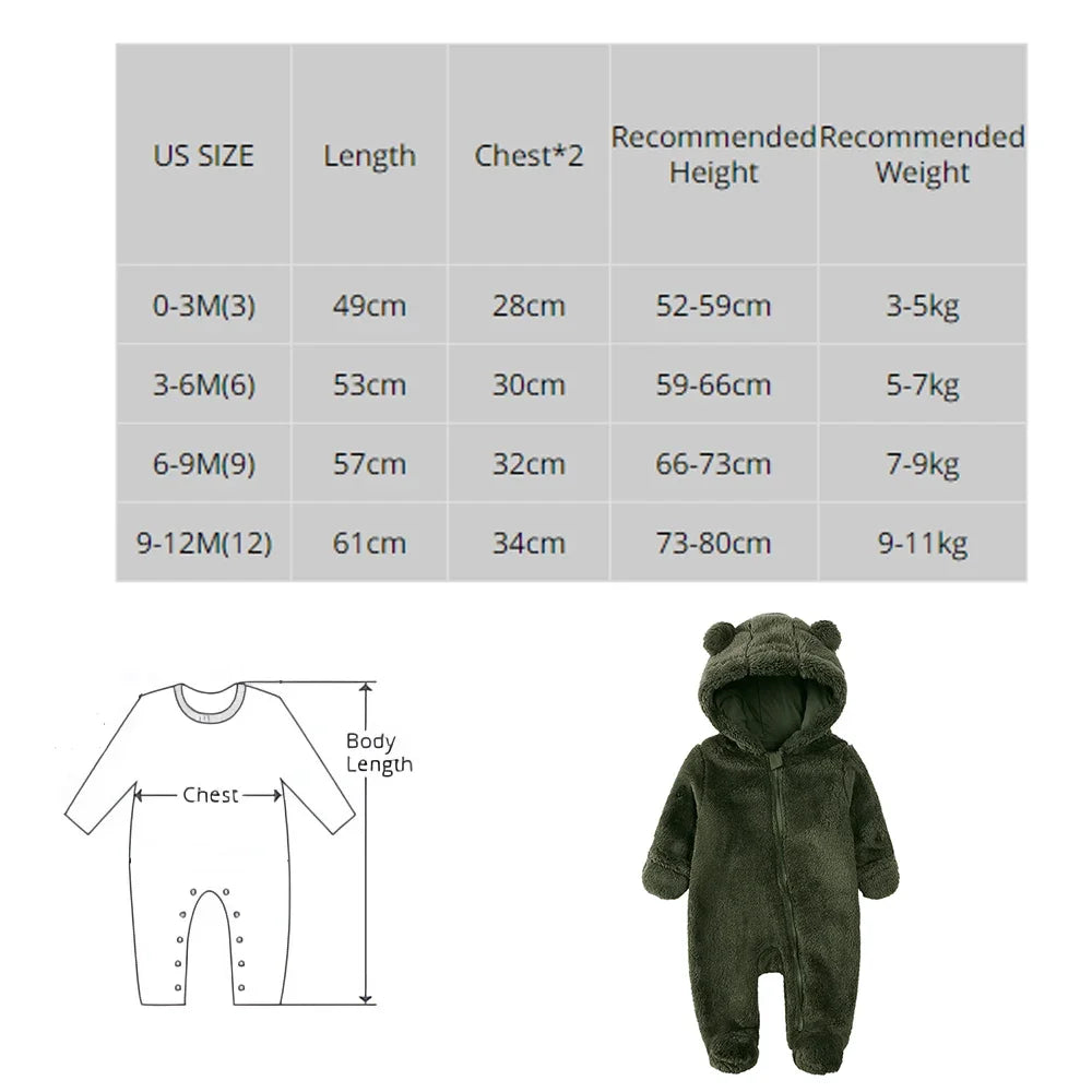 Barboteuse d'hiver épaisse en coton pour bébé, combinaison chaude à manches longues pour fille de 0 à 24 mois, pyjama à capuche en polaire pour nouveau-né garçon, 2025