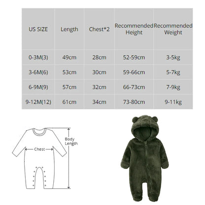 Barboteuse d'hiver épaisse en coton pour bébé, combinaison chaude à manches longues pour fille de 0 à 24 mois, pyjama à capuche en polaire pour nouveau-né garçon, 2025