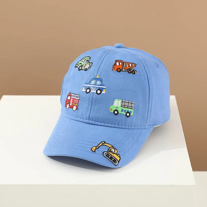 Children 's Sports Hats School Baby Boys Baseball 2025 Summer Embroidered Vehicles Outdoor Kids Caps for 2-8Years Adjustable