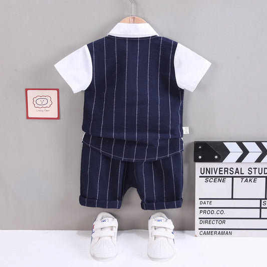 Ensembles de vêtements pour bébés IENENS pour garçons, robe formelle, chemise d'été + short, tenues à manches courtes pour enfants, vêtements de fête d'anniversaire pour tout-petits